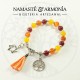 Pulsera Piedras Naturales Amarillas 2 dijes y Borla en Hilos