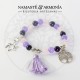 Pulsera Piedras Naturales Moradas 2 dijes y Borla en Hilos