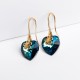 Aretes cristal Swarovski® corazón 14m. Color Crystal bermuda (Azul) Herraje en oro Golfi.