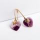 Aretes cristal Swarovski® corazón 14m. Color Amethyst. Herraje en oro Golfi.