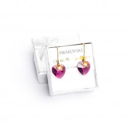 Aretes cristal Swarovski® corazón 14m. Color Amethyst. Herraje en oro Golfi.