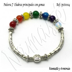 Pulsera 7 chakras con 7 Piedras. Elástica 7P2TE004