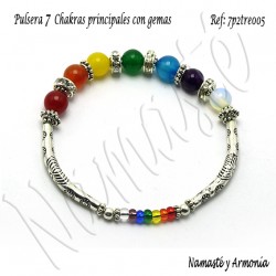 Pulsera 7 chakras con 7 Piedras y 7 rocallas. Elástica 7P2TRE005