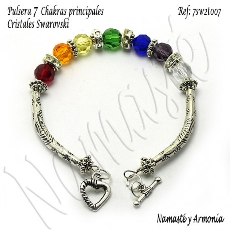 Pulsera 7 chakras con 7 Cristales Swarovski y broche 7SW2T007