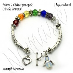 Pulsera 7 chakras con 7 Cristales Redondos y broche ángel 7SW2TA008