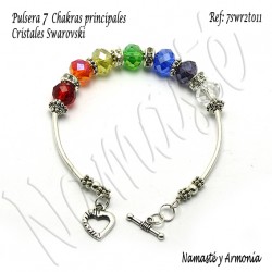 Pulsera 7 chakras con 7 Cristales Rondelle y broche 7SWR2T011