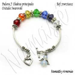 Pulsera 7 chakras con 7 Cristales Rondelle y broche Ángel 7SWR2TA012