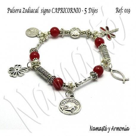 Pulsera Zodiacal Signo CAPRICORNIO. Elástica 5 Dijes. Z019CAPRICORNIO