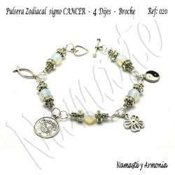 Pulsera Zodiacal Signo CANCER. 4 Dijes - Broche. Z020CANCER