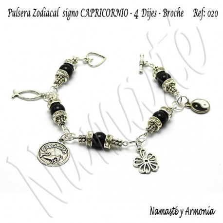 Pulsera Zodiacal Signo CAPRICORNIO. 4 Dijes - Broche. Z020CAPRICORNIO2