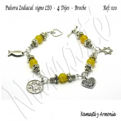 Pulsera Zodiacal Signo LEO. 4 Dijes - Broche. Z020LEO