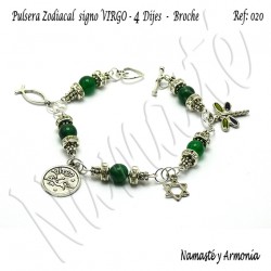 Pulsera Zodiacal Signo VIRGO. 4 Dijes - Broche. Z020VIRGO