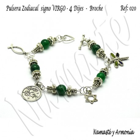 Pulsera Zodiacal Signo VIRGO. Elástica 5 Dijes. Z019VIRGO