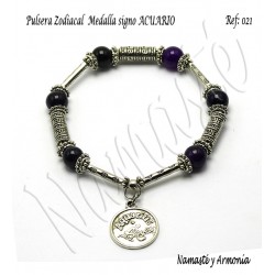Pulsera Zodiacal Signo ACUARIO. Medalla Zodiacal. Z021ACUARIO