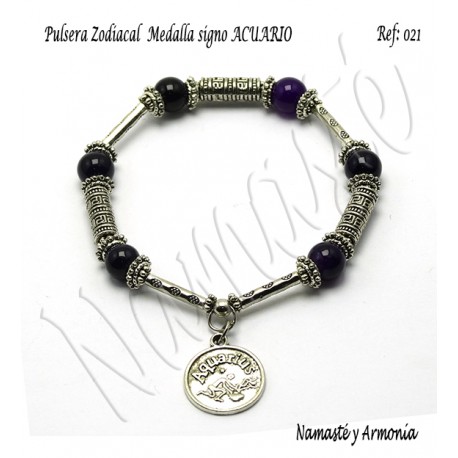 Pulsera Zodiacal Signo ACUARIO. Medalla Zodiacal. Z021ACUARIO