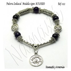 Pulsera Zodiacal Signo ACUARIO. Medalla Zodiacal. Z022ACUARIO