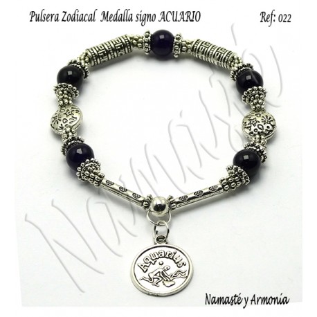 Pulsera Zodiacal Signo ACUARIO. Medalla Zodiacal. Z022ACUARIO