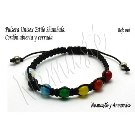 Pulseras Unisex estilo Shamballa con gemas o piedras de 8mm. Cordón nudo corredizo