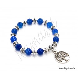 Pulsera Árbol de la Vida - 11 Piedras Ágata Azul