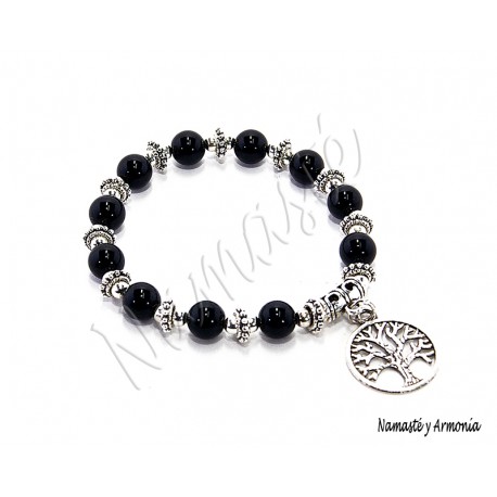 Pulsera Árbol de la Vida - 11 Piedras Negras