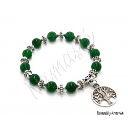 Pulsera Árbol de la Vida - 11 Piedras Jade Verde