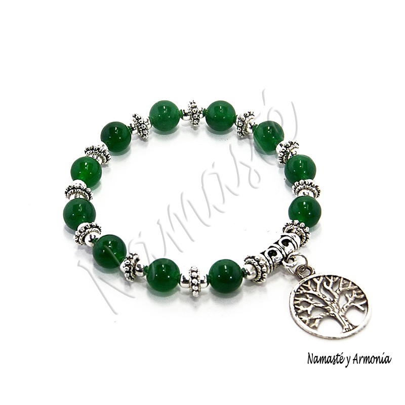Pulsera Árbol de la Vida 11 piedras Jade Verde 023VERD