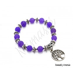 Pulsera Árbol de la Vida - 11 Piedras Ágata Violeta