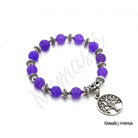 Pulsera Árbol de la Vida - 11 Piedras Jade Violeta